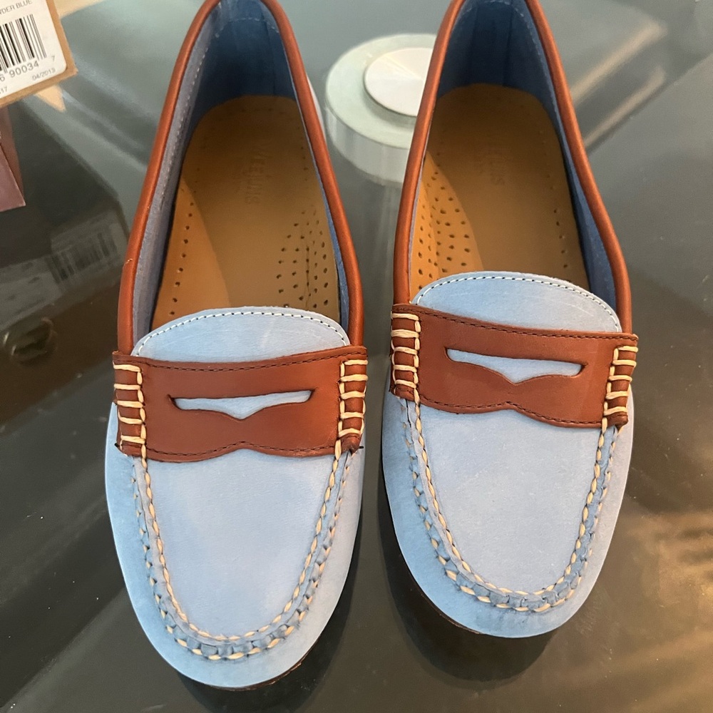 G.H. Bass & Co. Light Blue and Brown Suede Penny Loafers